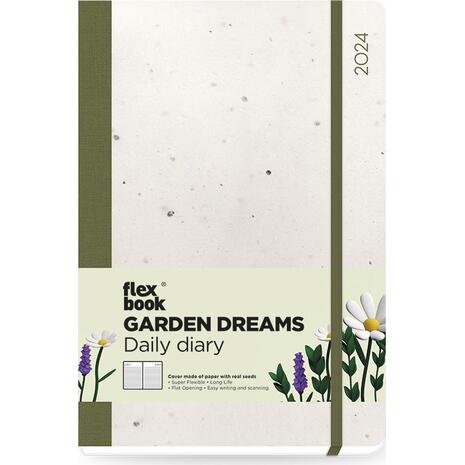 Ημερολόγιο ημερήσιο The Writing Fields Garden Dreams 3100 14x21cm 2024 με λάστιχο flexbook λαδί